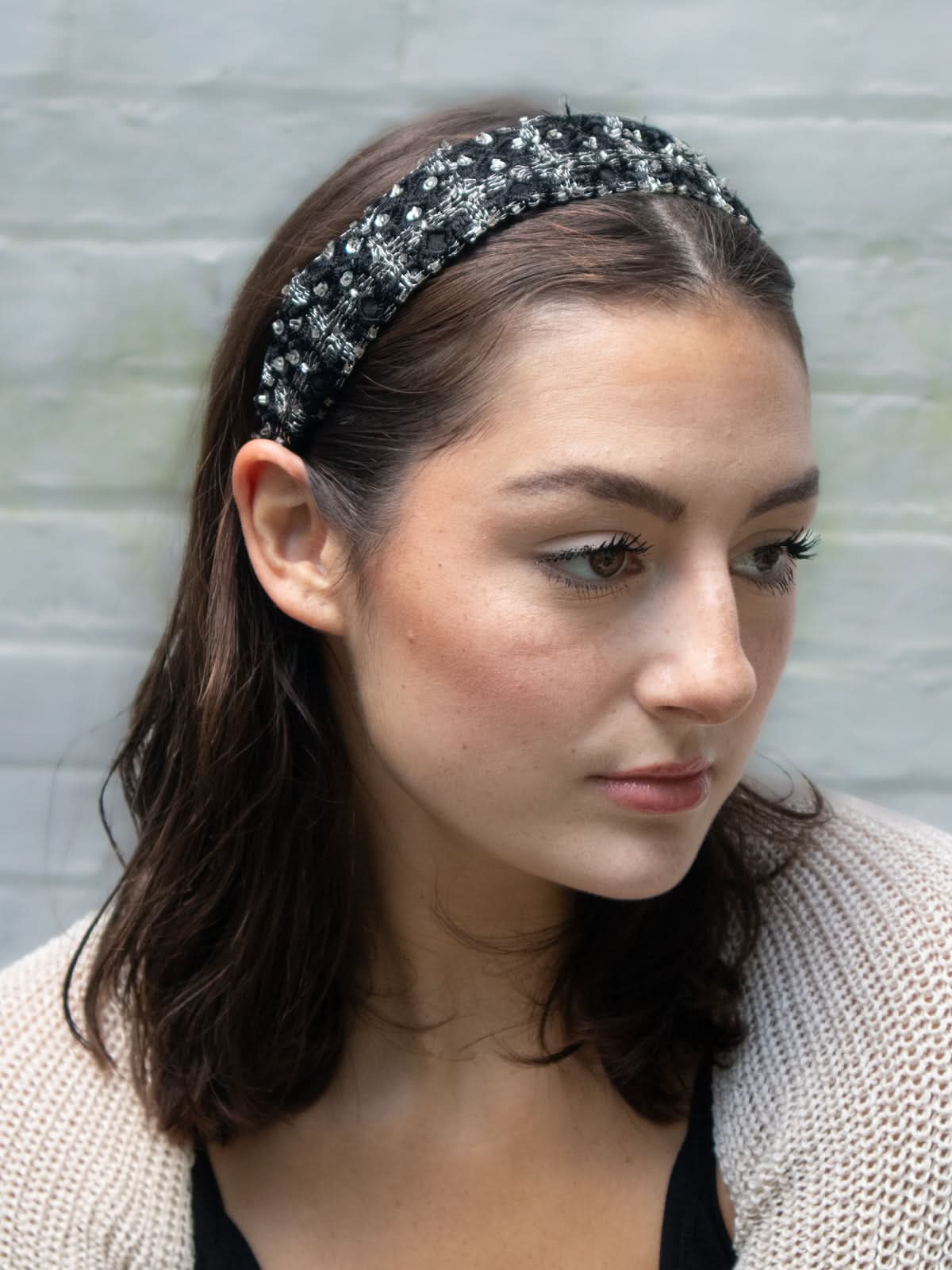 Ash & Rose Celine Beaded Black Headband