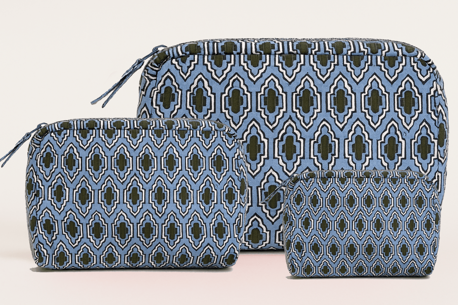 Erin Donahue Tice Tote Bag Set of 3 Blue Haze Cosmetic Bag