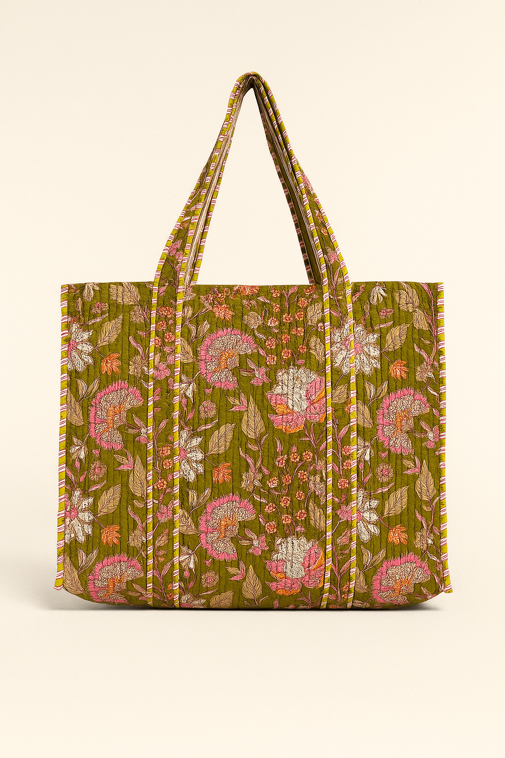 Green Floral Tote - My American Goods