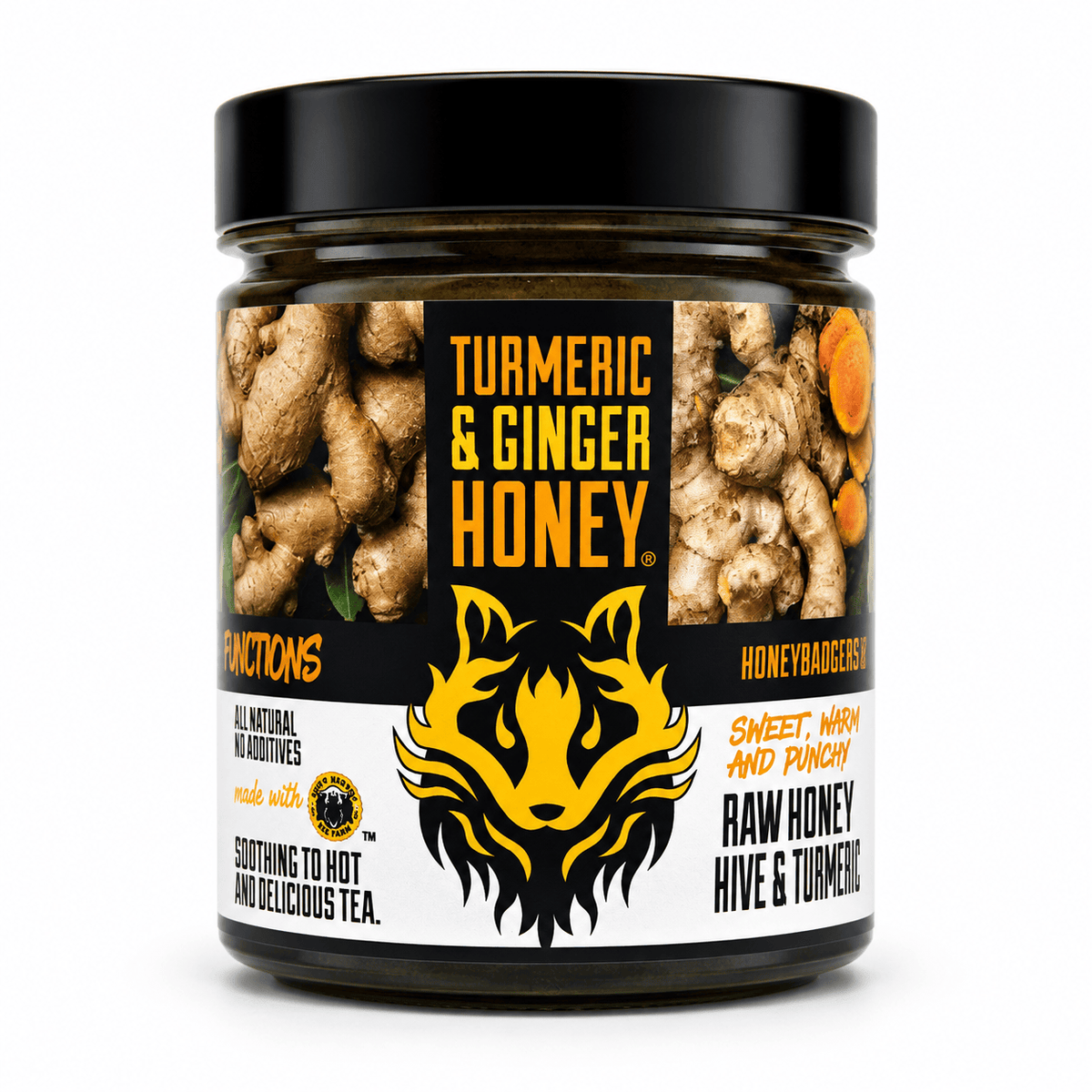 Honey Badgers Bee Farm All natural Tea Turmeric & Ginger Honey