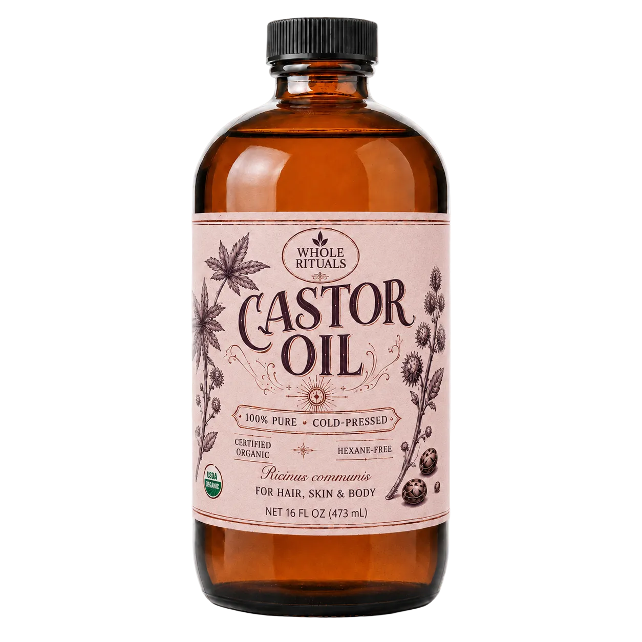 Organic Castor Oil – Cold-Pressed & Hexane-Free