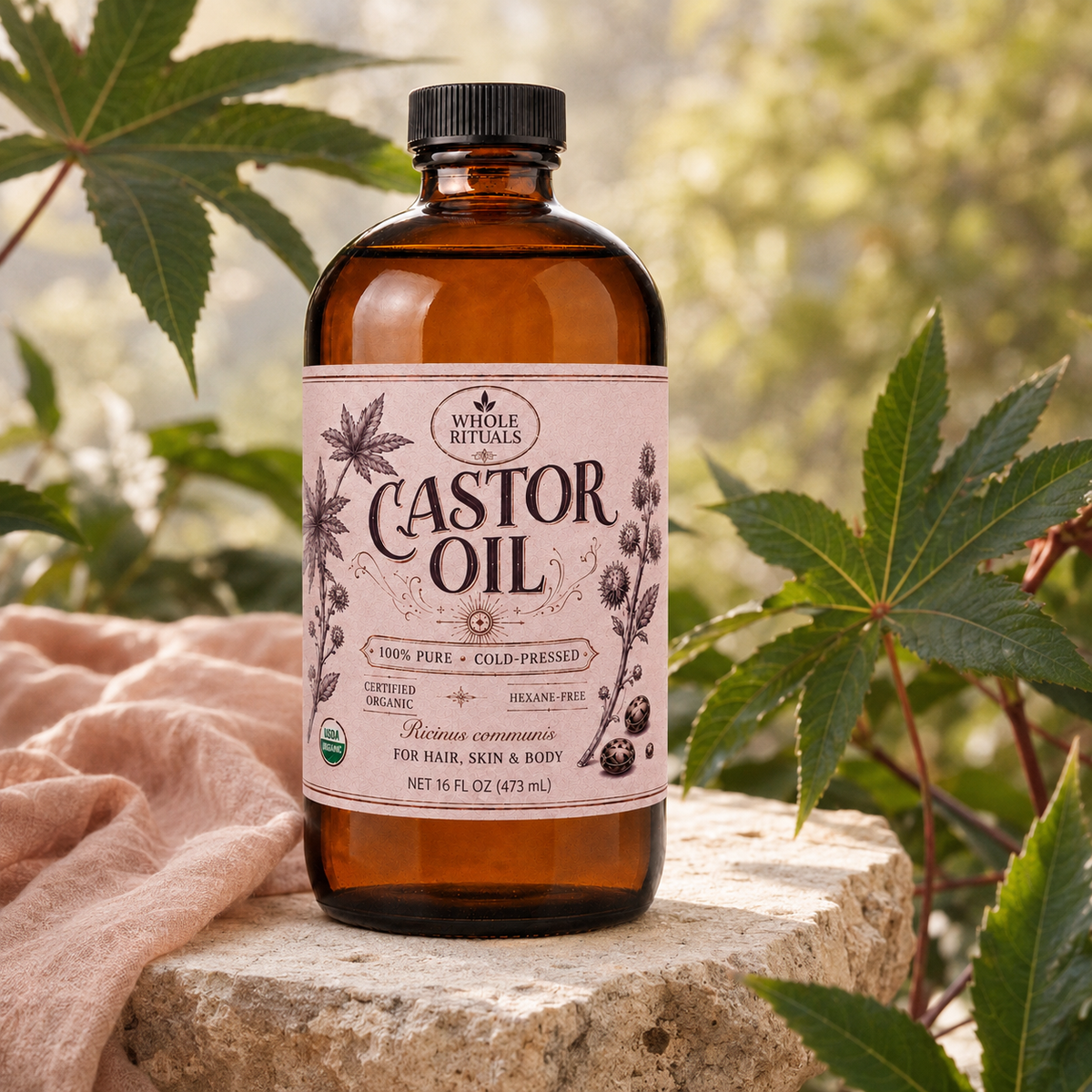 Organic Castor Oil – Cold-Pressed & Hexane-Free