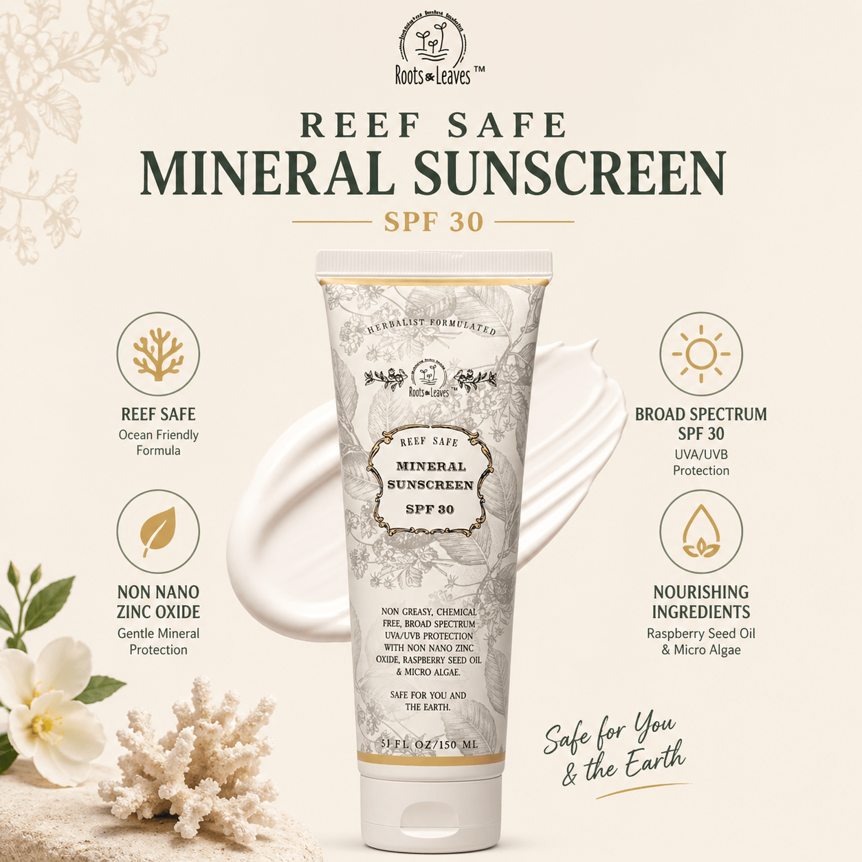 Reef Safe Vegan Mineral Face and Body Sunscreen