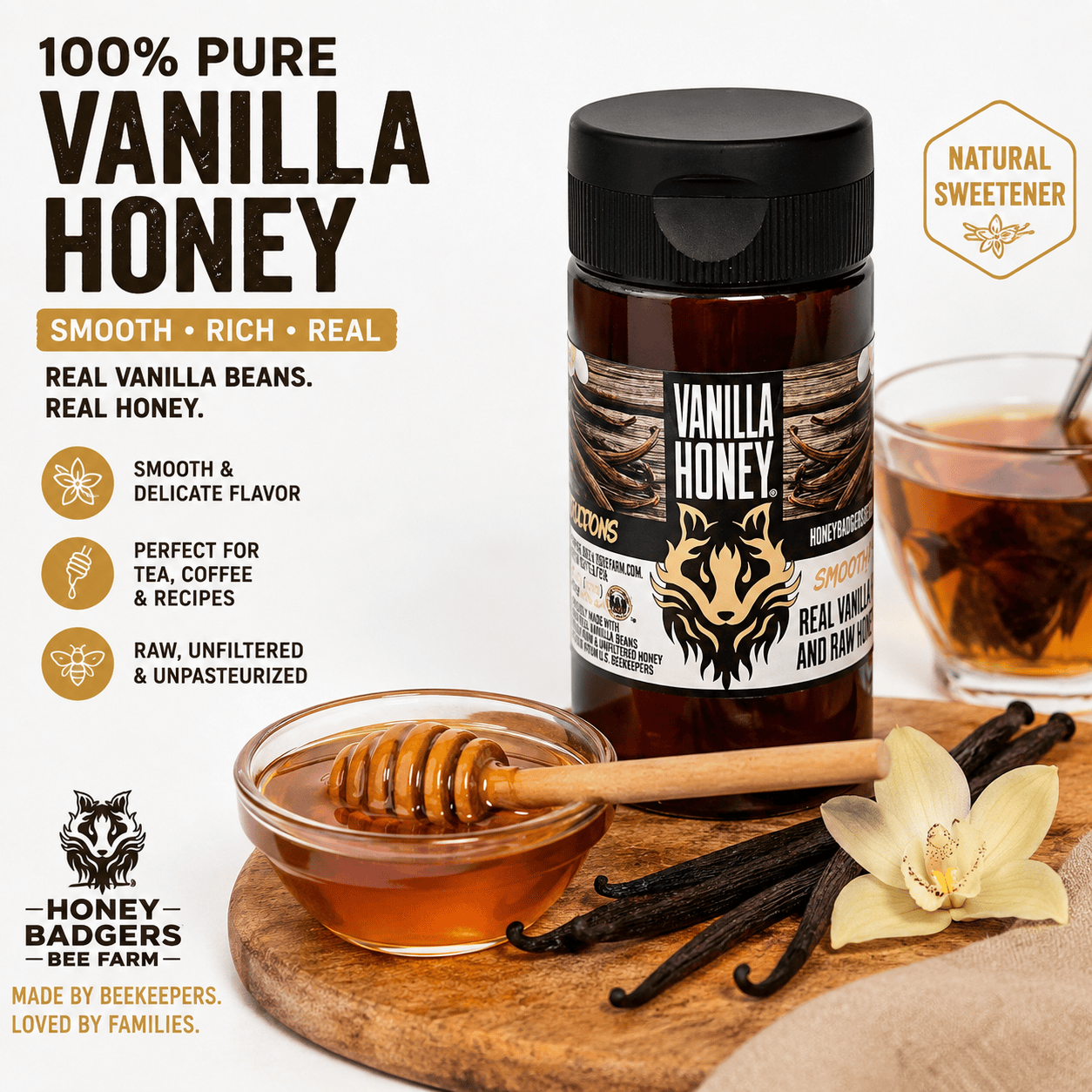 Honey Badgers Bee Farm Honey Honey Badgers Vanilla Honey