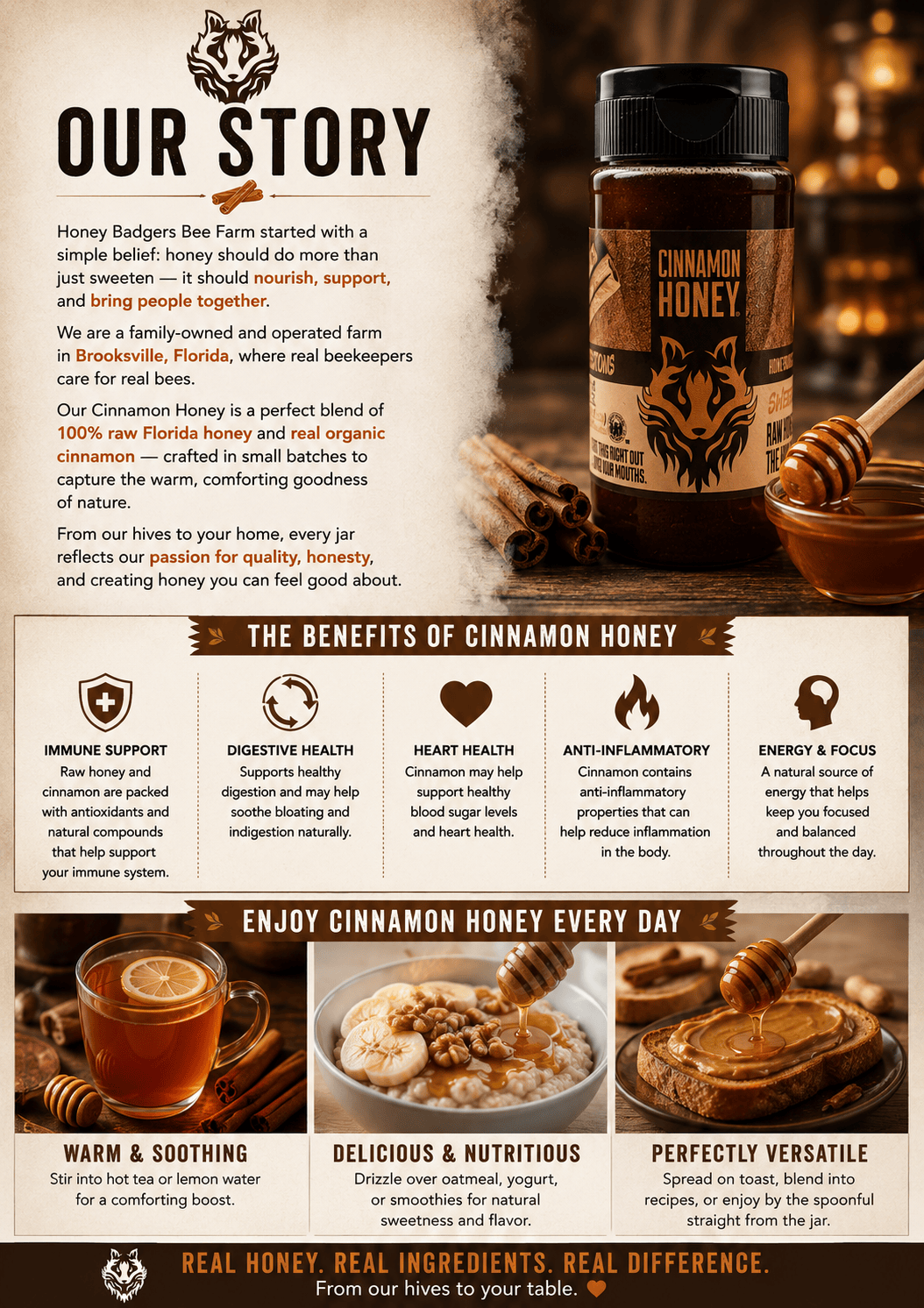 Honey Badgers Bee Farm Honey Cinnamon Honey