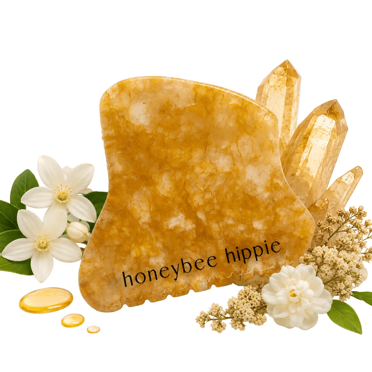 Honeybee Hippie gua sha Golden Quartz Gua Sha