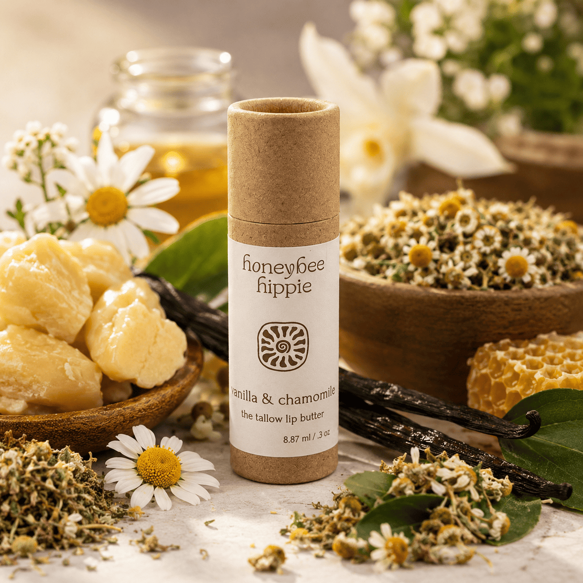 Honeybee Hippie Vanilla & Chamomile Tallow Lip Butter