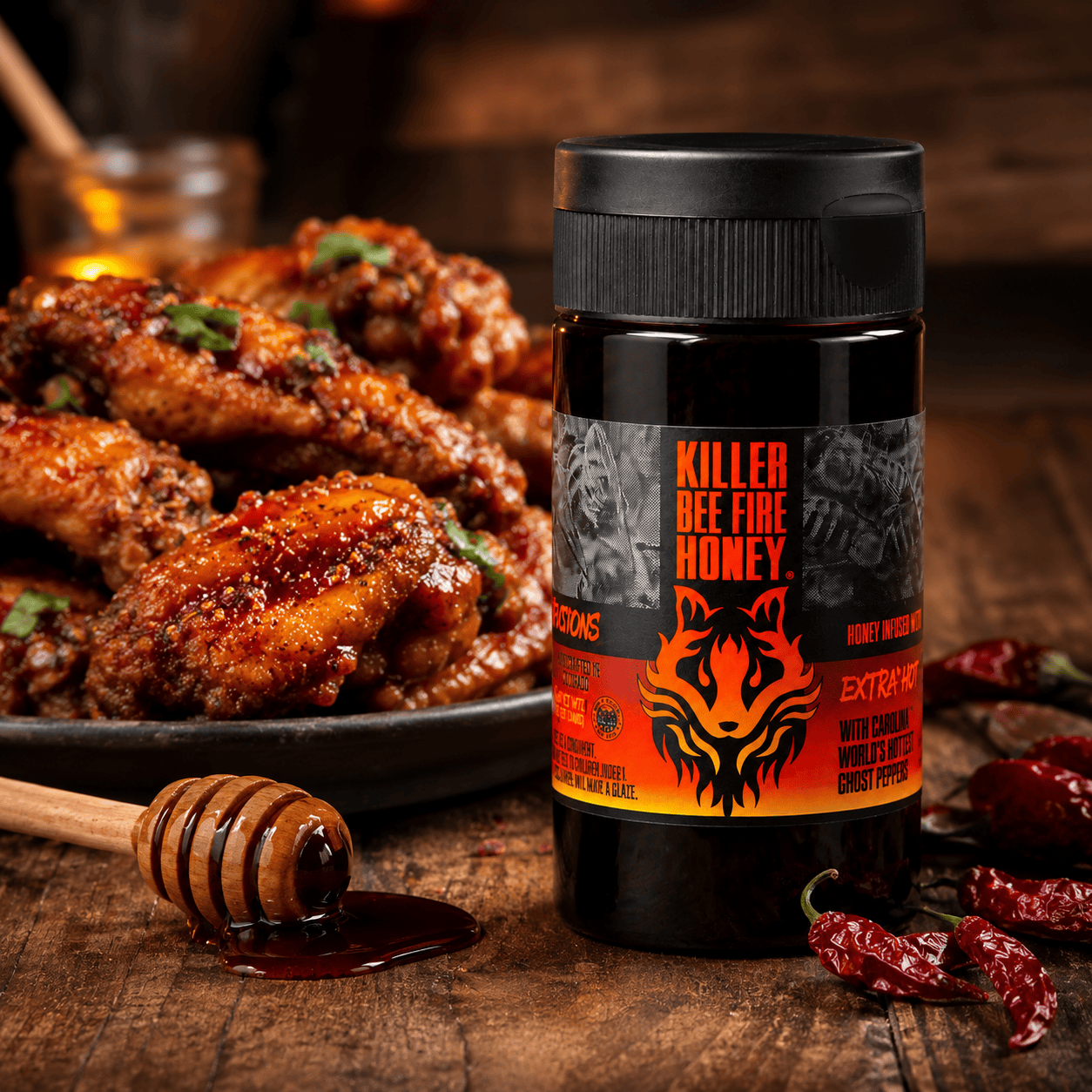 Honey Badgers Bee Farm Hot Honey Killer Bee - Fire Honey - All Natural - Hot Honey