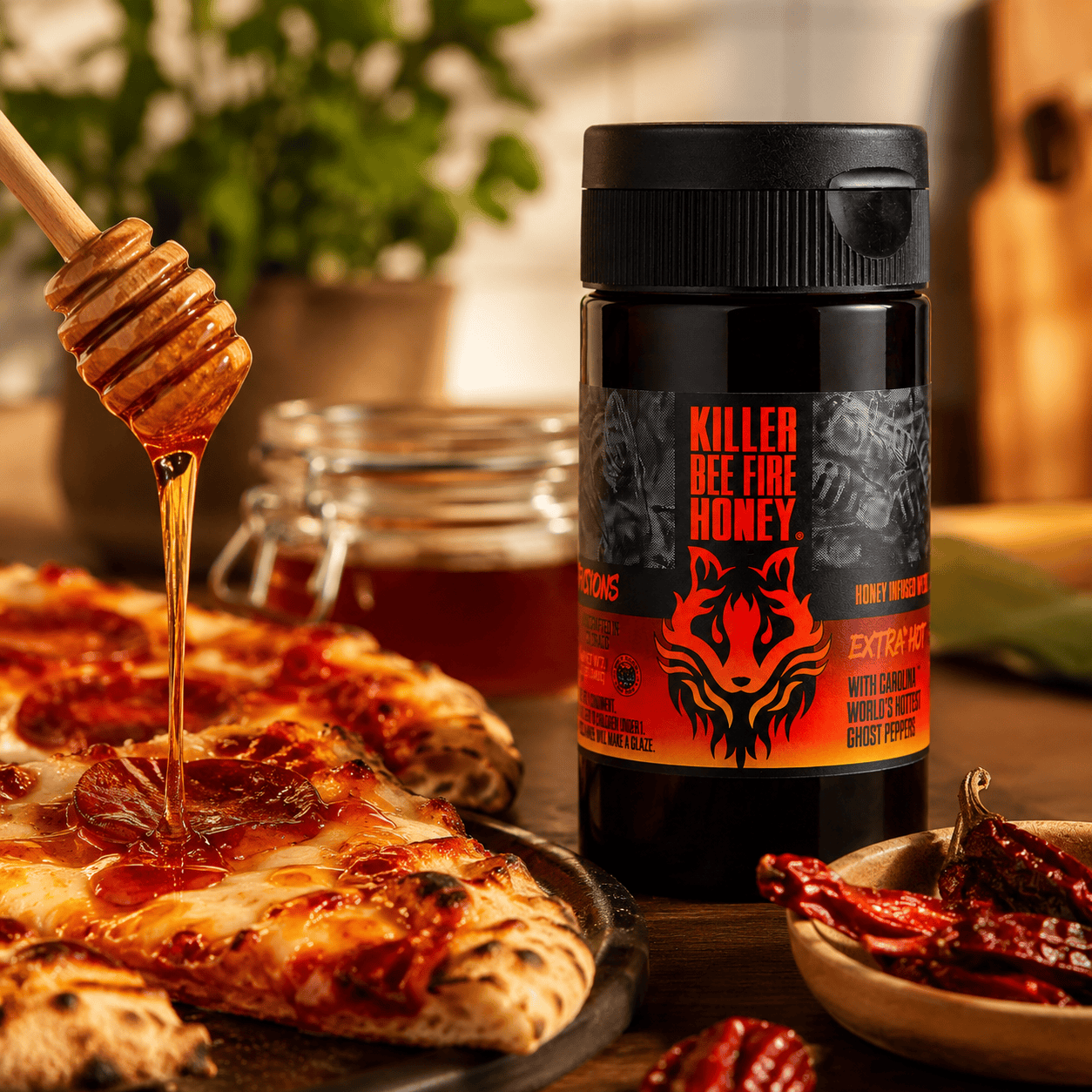 Honey Badgers Bee Farm Hot Honey Killer Bee - Fire Honey - All Natural - Hot Honey