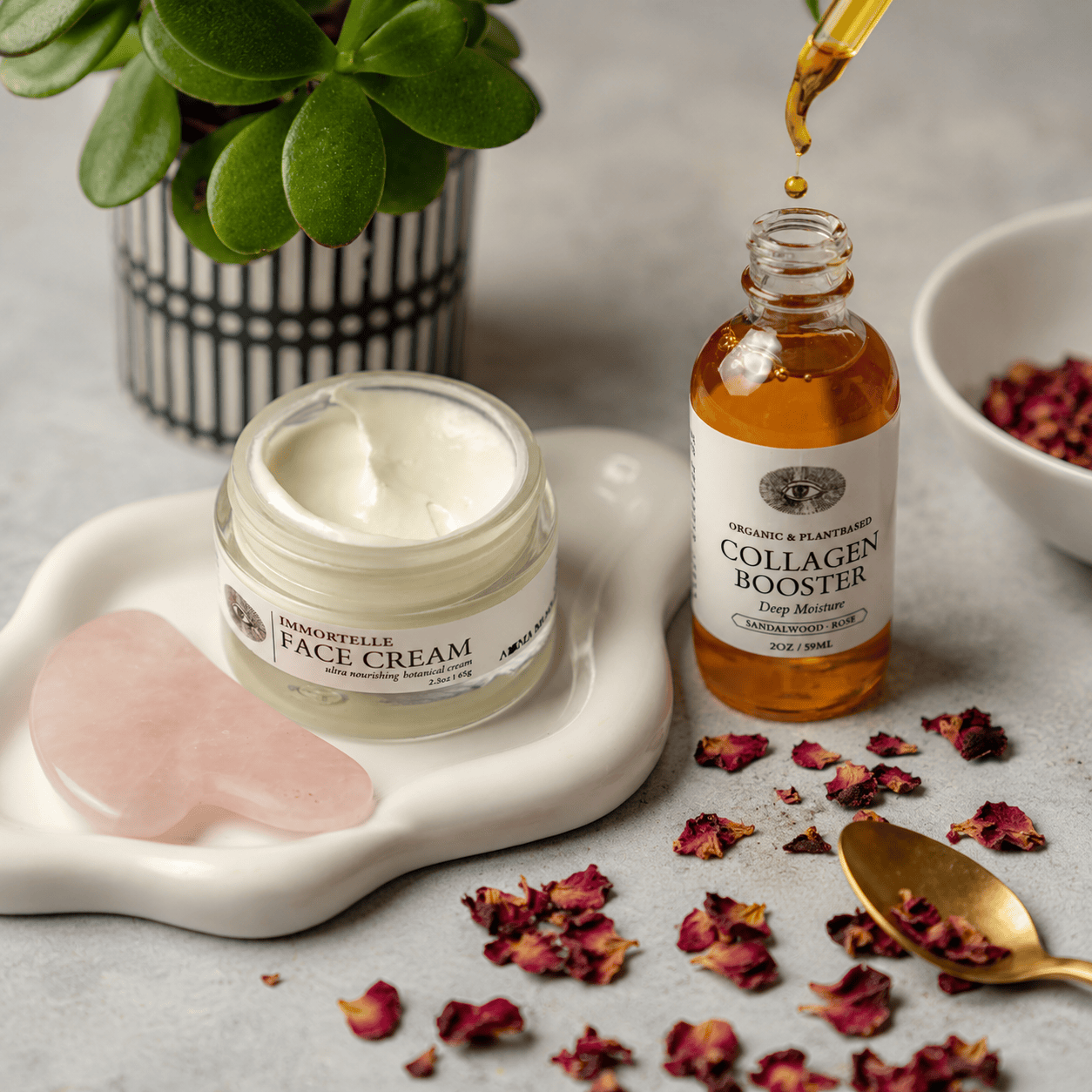 Anima Mundi Lotion & Moisturizer Immortelle Face Cream + Collagen Booster Face Oil