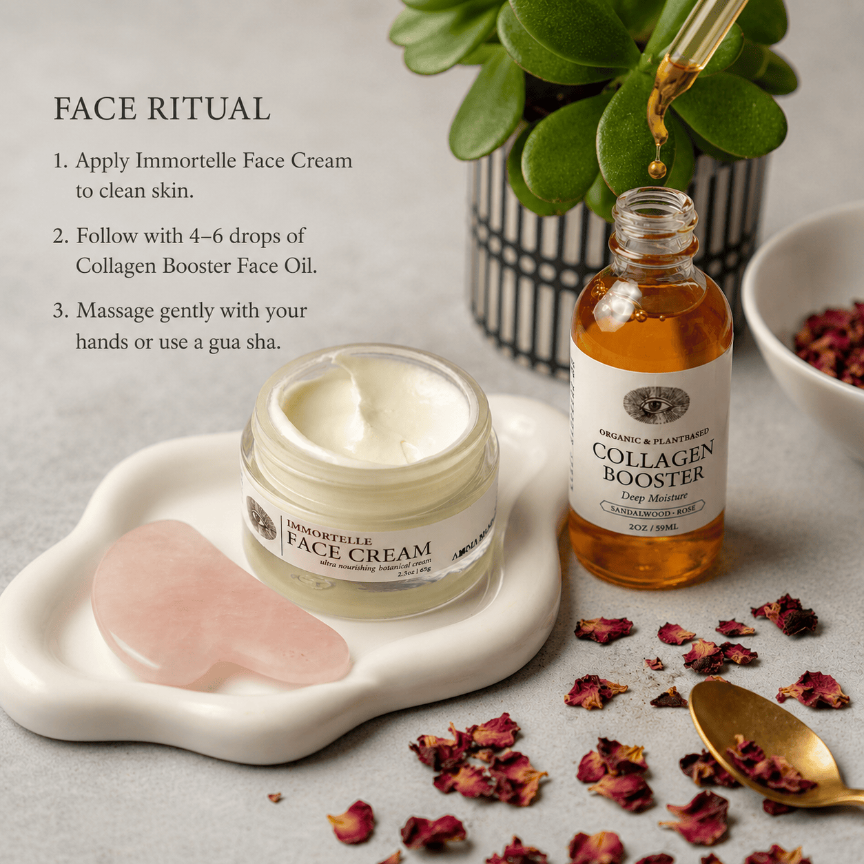 Anima Mundi Lotion & Moisturizer Immortelle Face Cream + Collagen Booster Face Oil