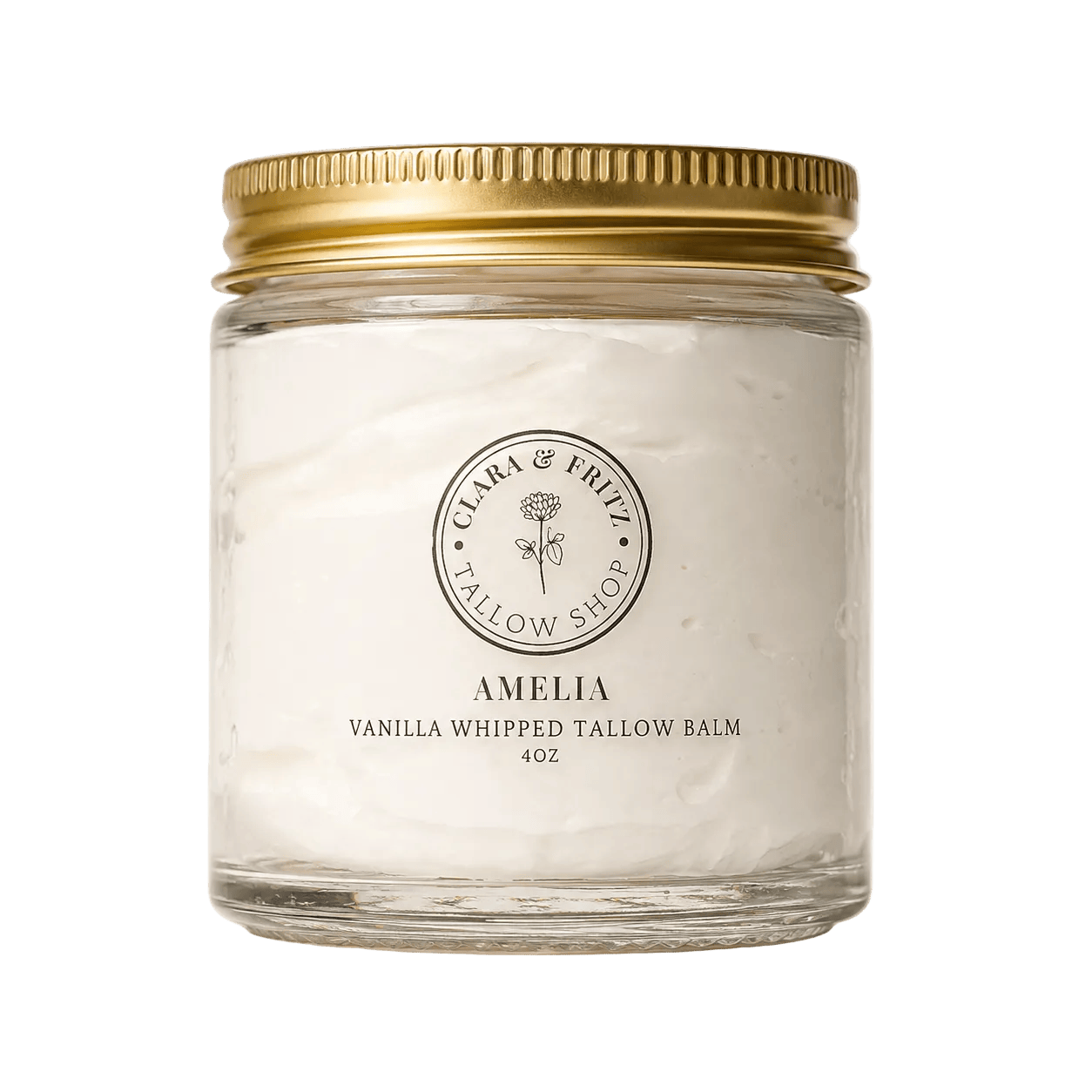Clara & Fritz Tallow Shop Whipped Body Butter Amelia Vanilla 4 oz Scented Whipped Tallow Balm