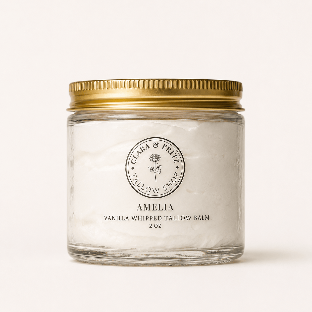 Clara & Fritz Tallow Shop Whipped Body Butter Amelia Vanilla 2 oz Scented Whipped Tallow Balm