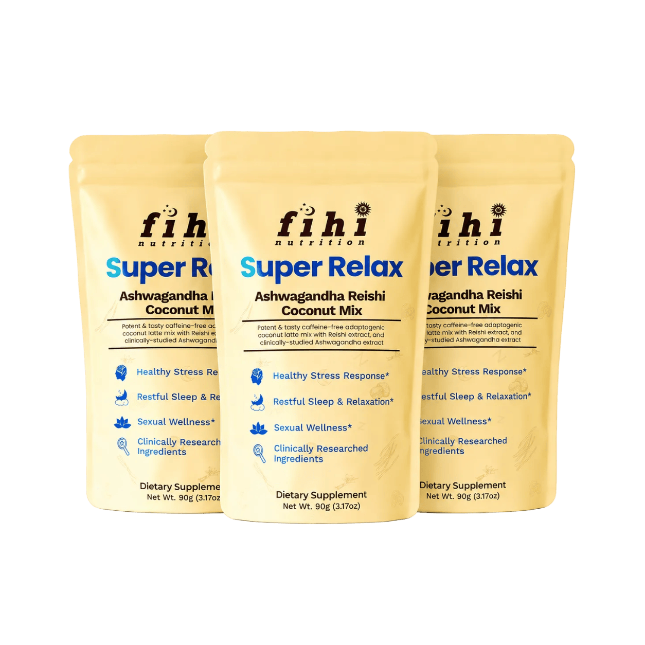 Fihi Nutrition 3 Pack Super Relax - Ashwagandha Reishi Coconut Latte
