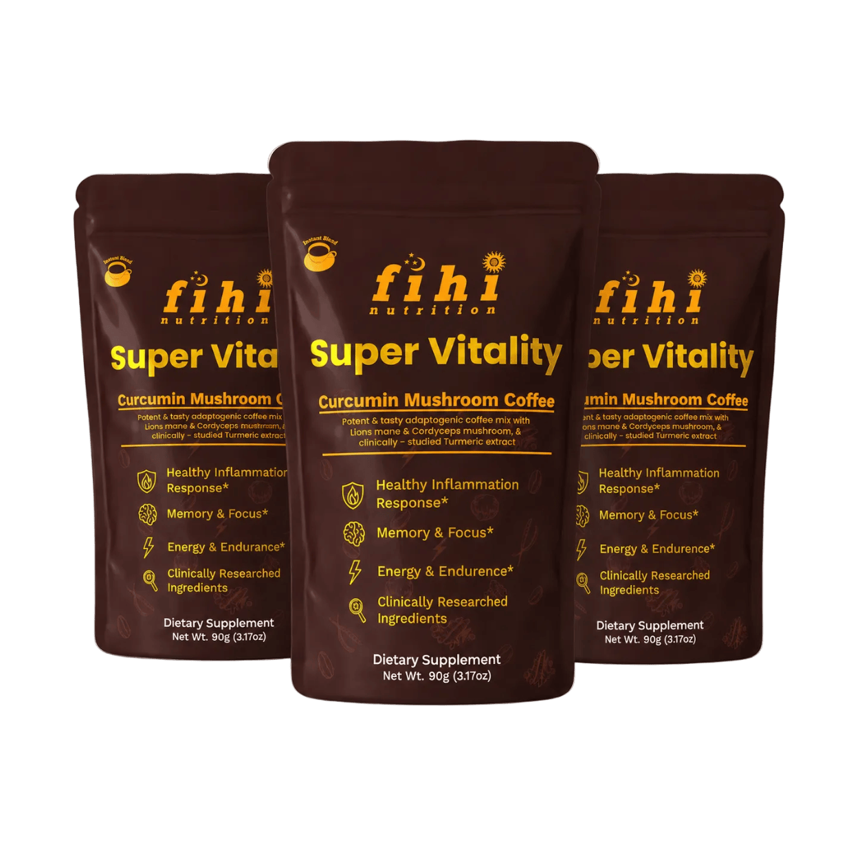 Fihi Nutrition 3 Pack Super Vitality - Curcumin Mushroom Coffee