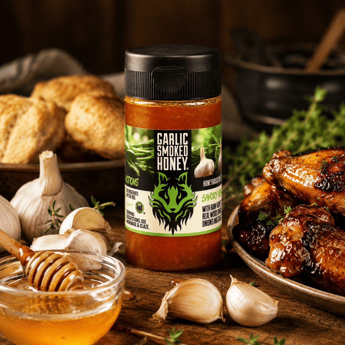 Honey Badgers Bee Farm Garlic Honey Smoked Garlic Honey