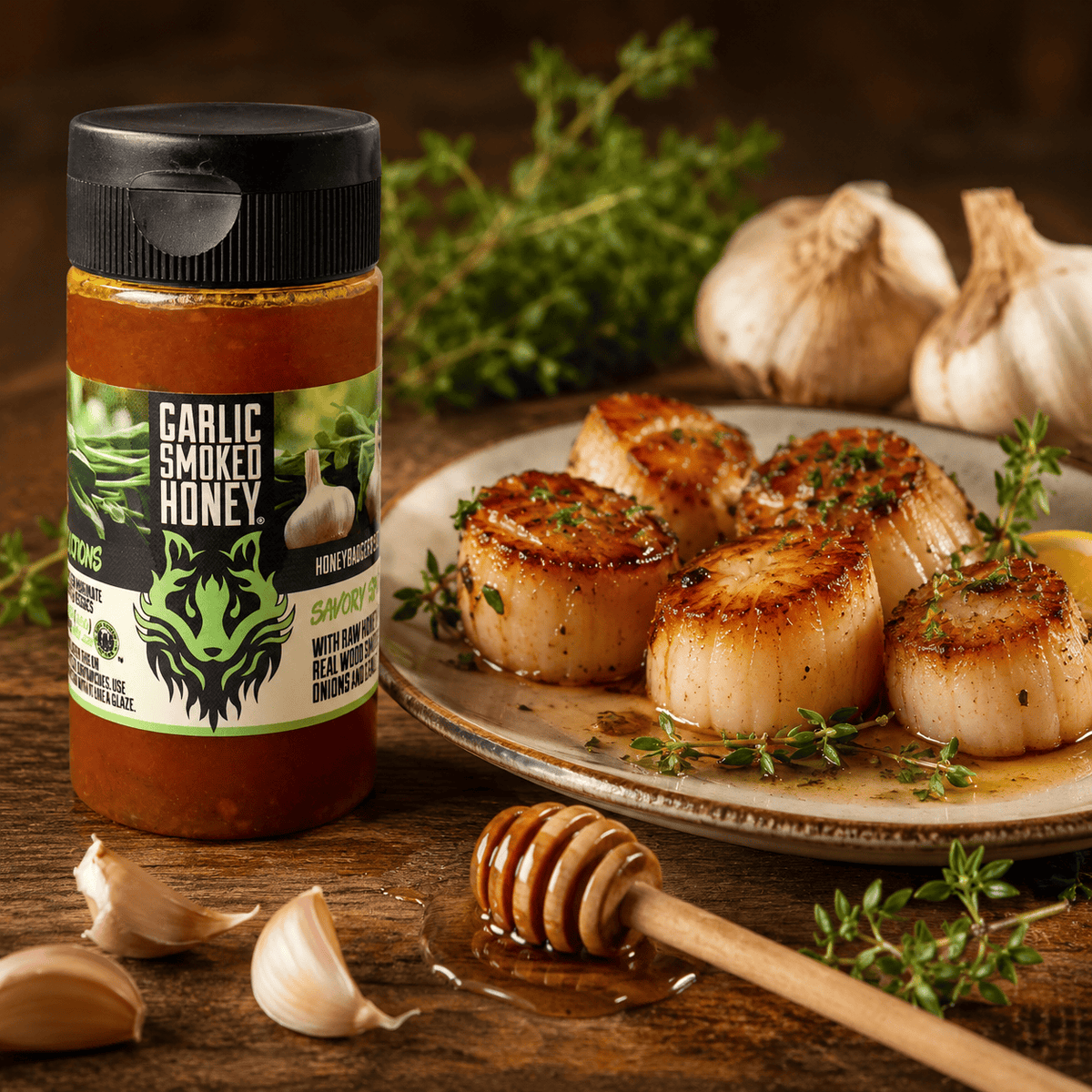 Honey Badgers Bee Farm Garlic Honey Smoked Garlic Honey