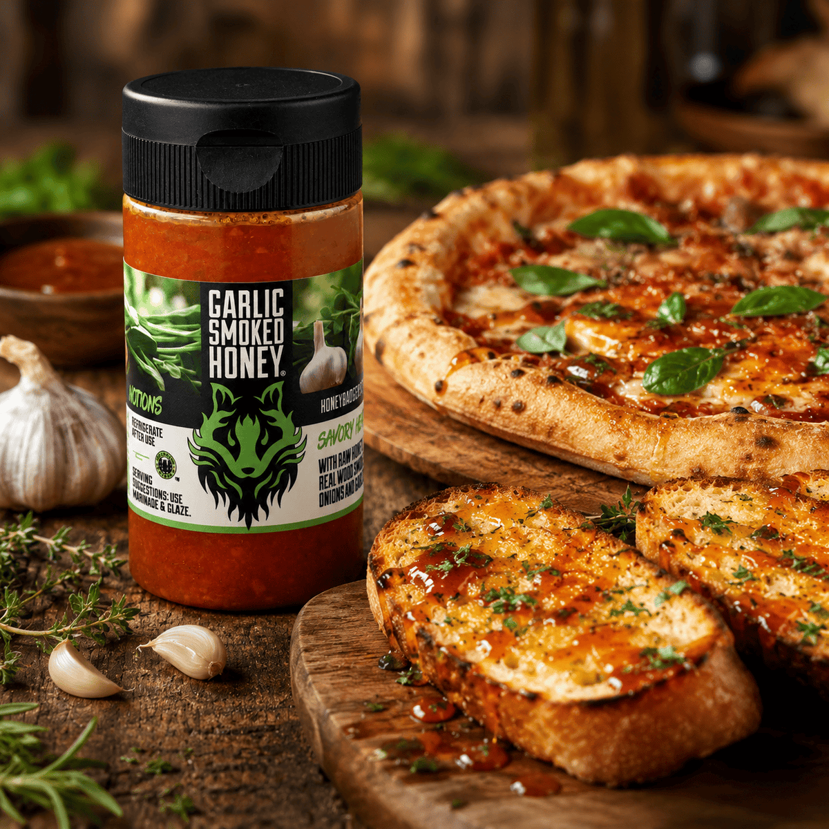 Honey Badgers Bee Farm Garlic Honey Smoked Garlic Honey