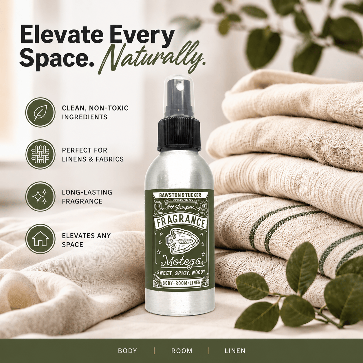 Bawston & Tucker Fragrance Spray All Purpose Fragrance Spray - Motega - 4 fl oz