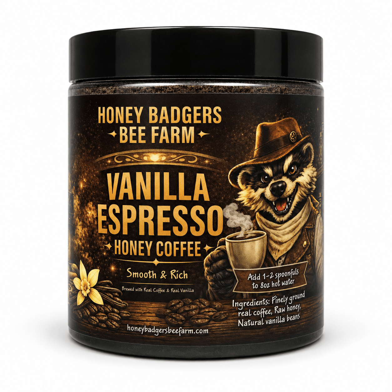 Honey Badgers Bee Farm All Natural Coffee Vanilla Espresso Coffee