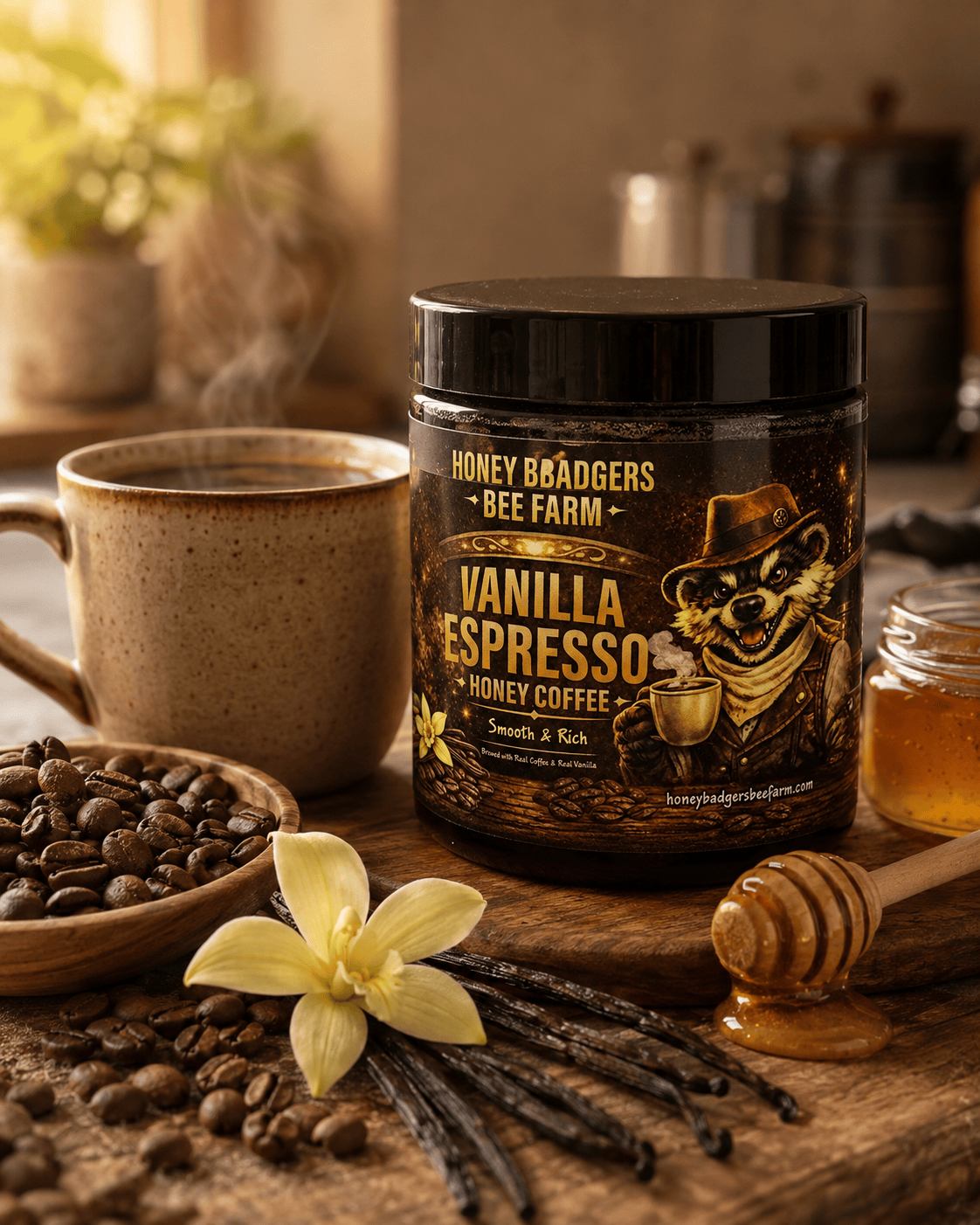 Honey Badgers Bee Farm All Natural Coffee Vanilla Espresso Coffee