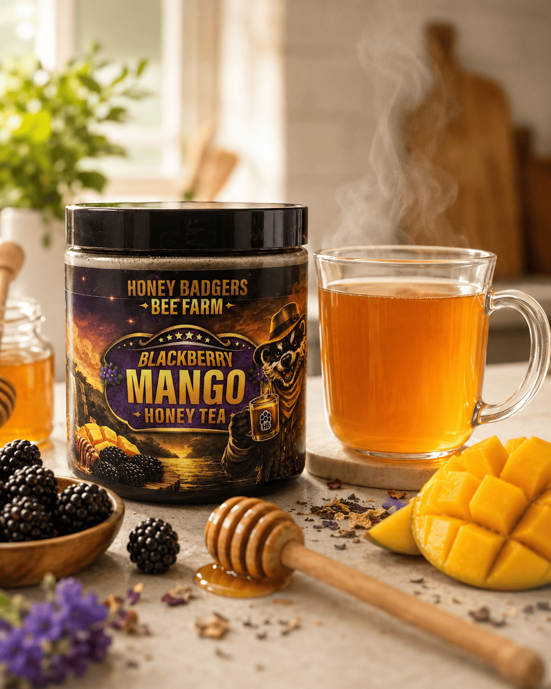 Honey Badgers Bee Farm All natural Tea Blackberry Honey Tea
