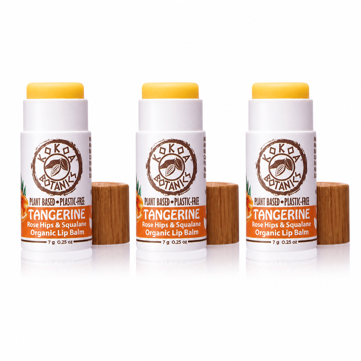KOKOA BOTANICS Lip Balms & Treatments 3 Pack Organic Natural Lip Balm - Tangerine with Rose Hips and Squalane - .25 oz