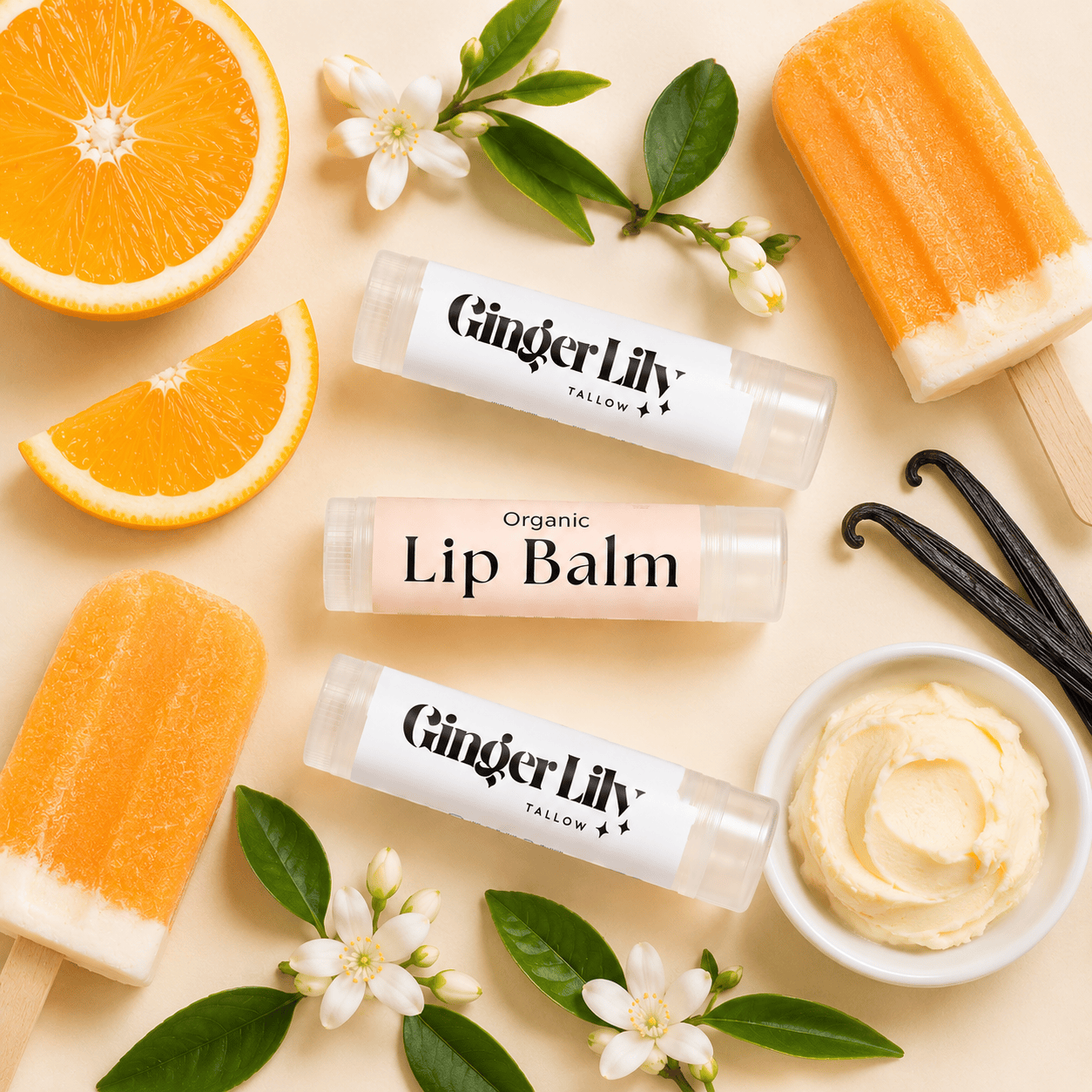 Ginger Lily Tallow Creamsicle Organic Tallow Lip Balm