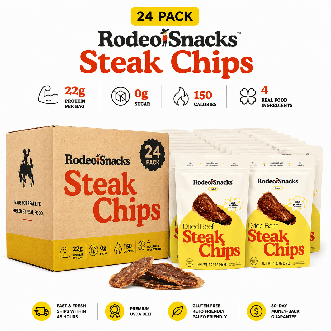 Rodeo Snacks 24-pack Steak Chips