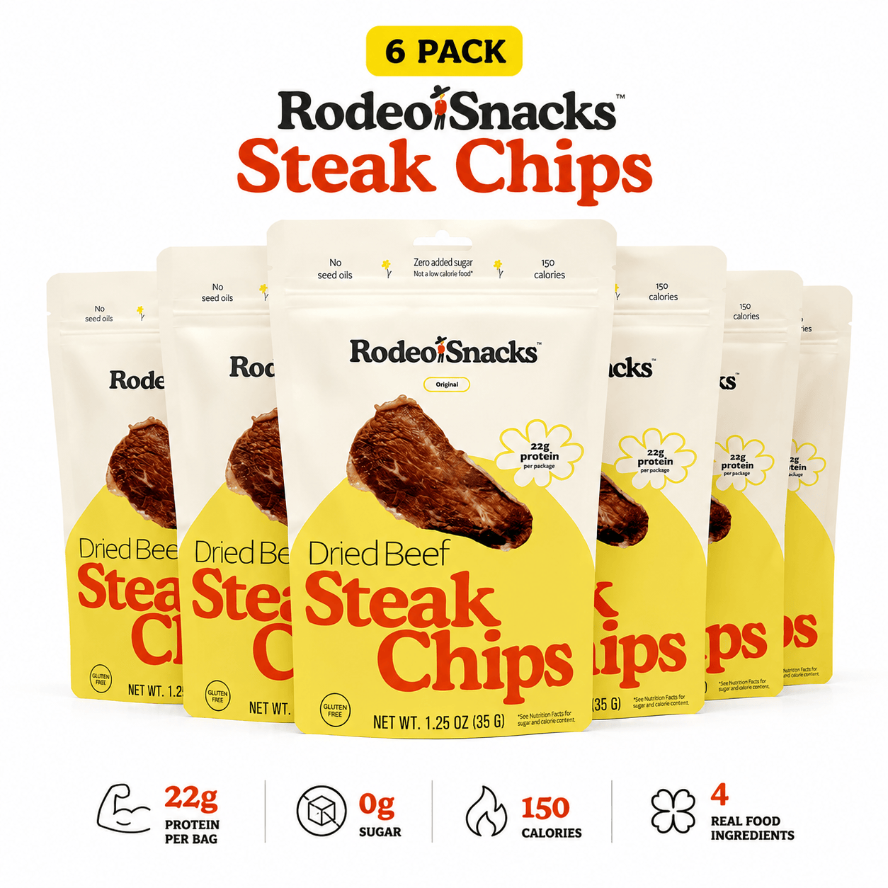 Rodeo Snacks 6-pack Steak Chips