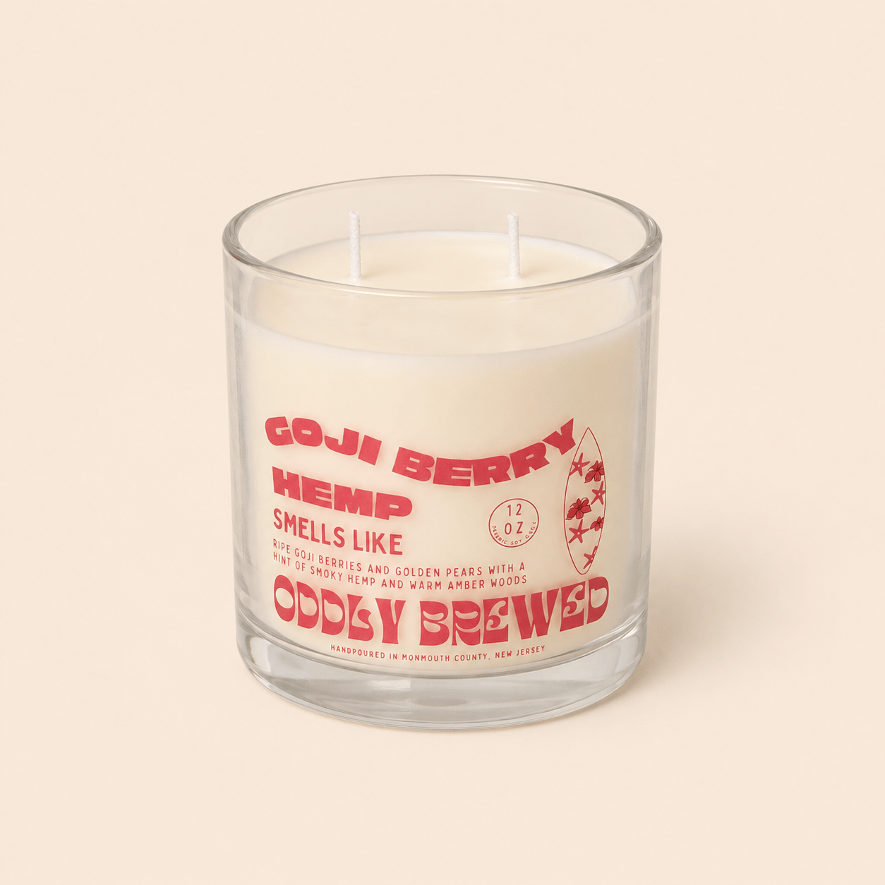 Oddly Brewed Candles Large 12oz Goji Berry & Hemp Soy Candle