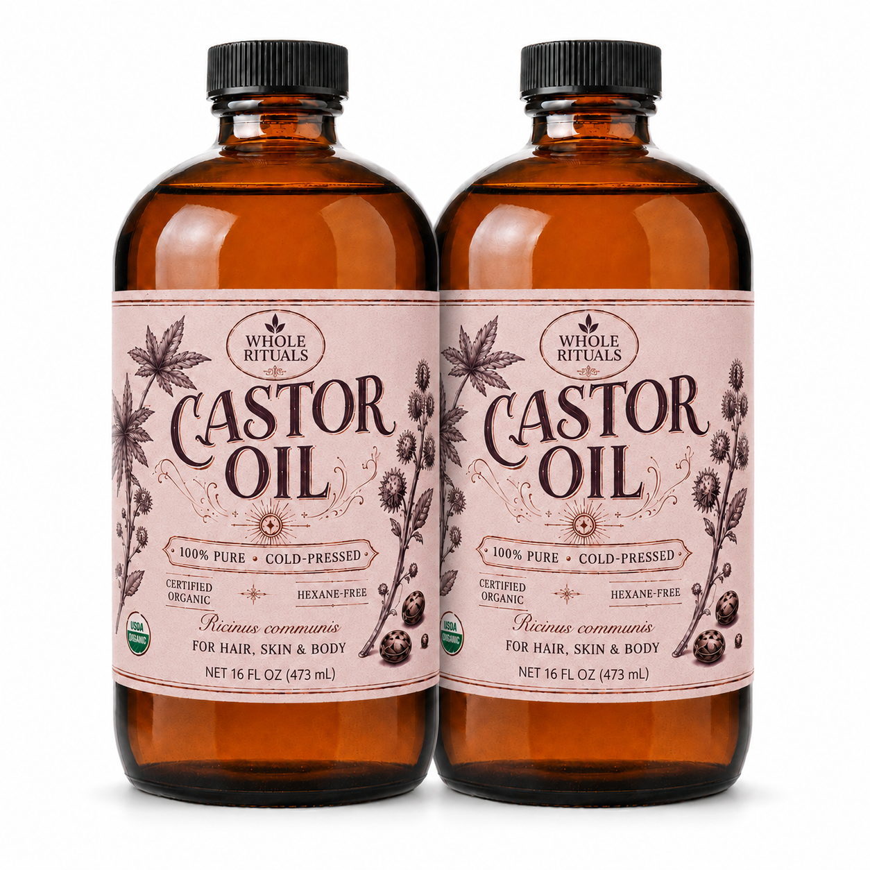 Organic Castor Oil – Cold-Pressed & Hexane-Free