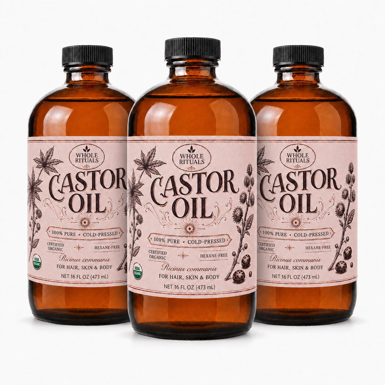 Organic Castor Oil – Cold-Pressed & Hexane-Free