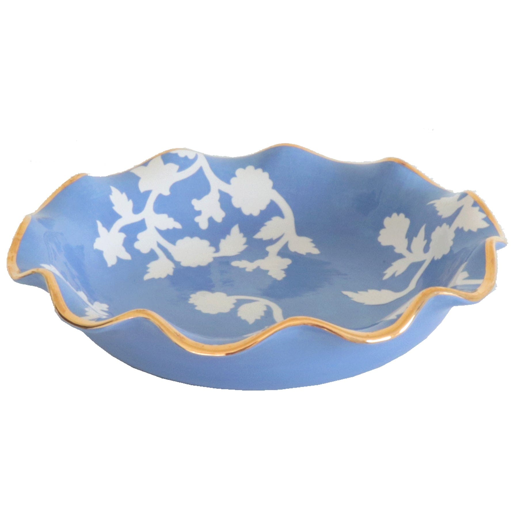 Ruby Clay Company Tray Large / French Blue Chinoiserie Dreams Scalloped Bowls with 22K Gold Accent