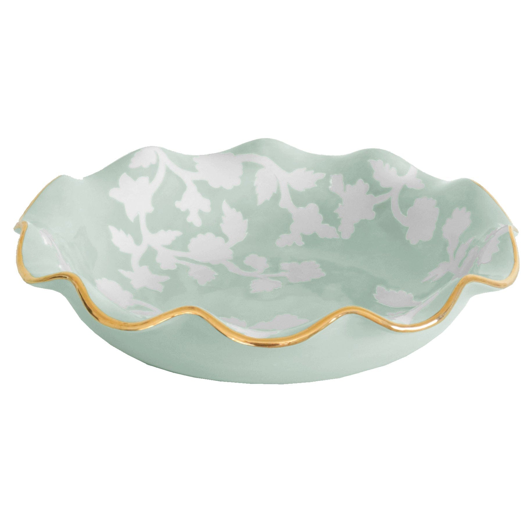 Ruby Clay Company Tray Large / Sea Glass Chinoiserie Dreams Scalloped Bowls with 22K Gold Accent