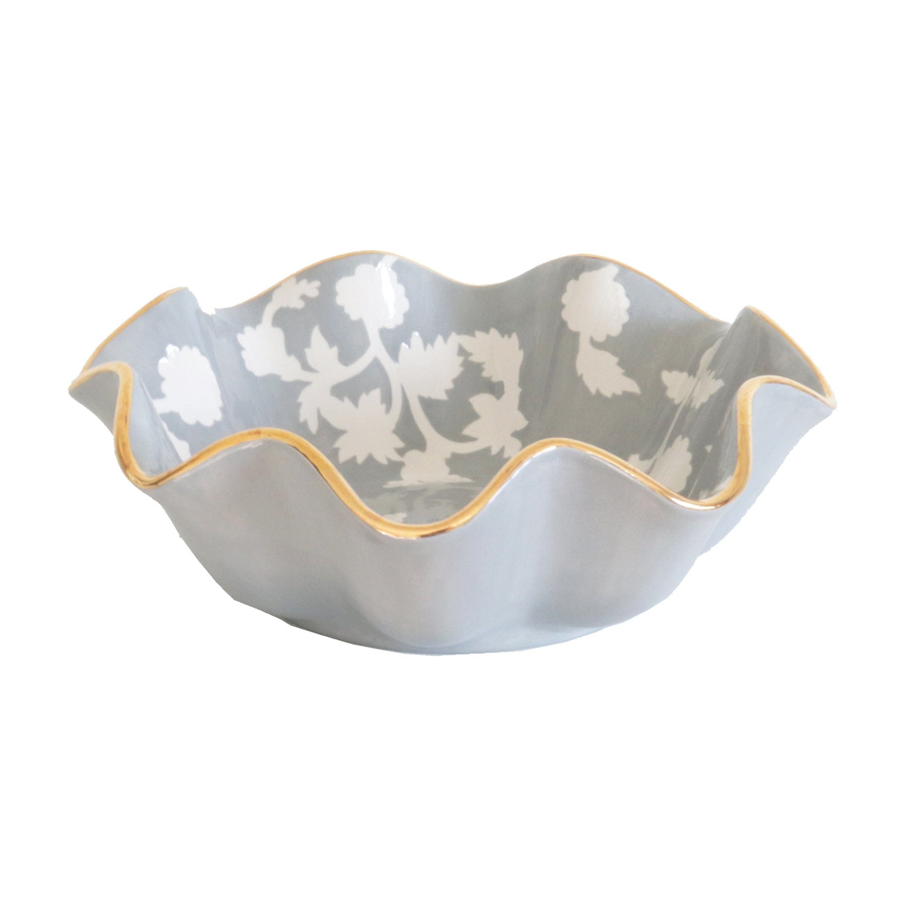 Ruby Clay Company Tray Medium / Light Gray Chinoiserie Dreams Scalloped Bowls with 22K Gold Accent