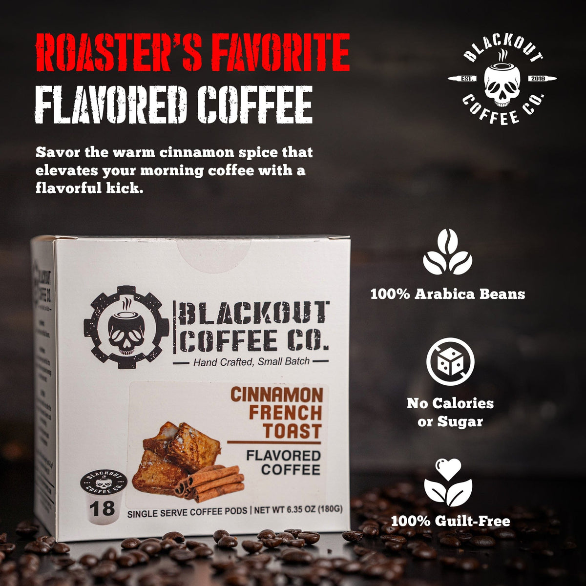 Blackout Coffee Co Coffee Pods & Capsules Cinnamon French Toast Flavored Coffee Pods – 18 Count