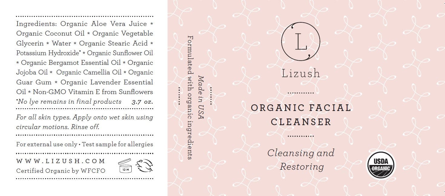 Lizush ORGANIC FACIAL CLEANSER Cleansing and Restoring