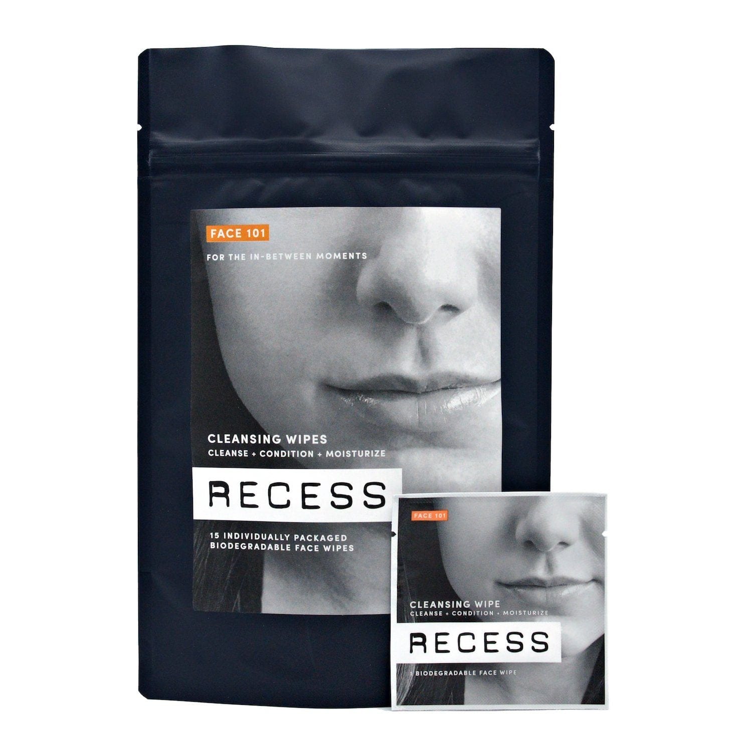 RECESS body wipe FACE 101: Cleansing Wipes (Pack of 15)