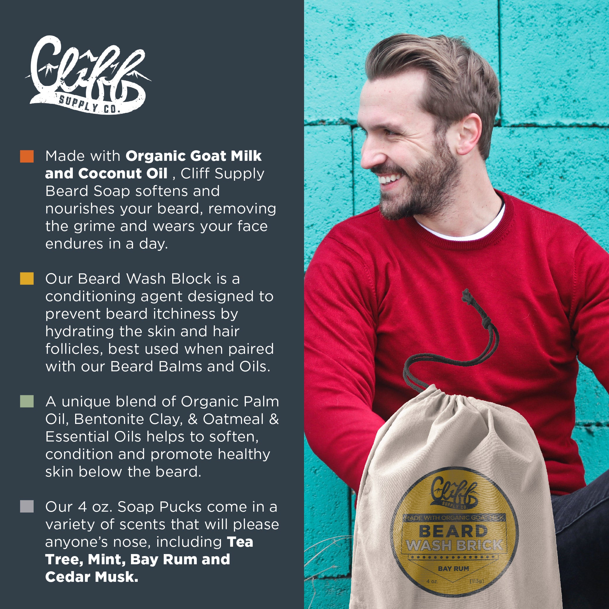 Beard Wash Brick - Bay Rum by Cliff Supply - My American Goods