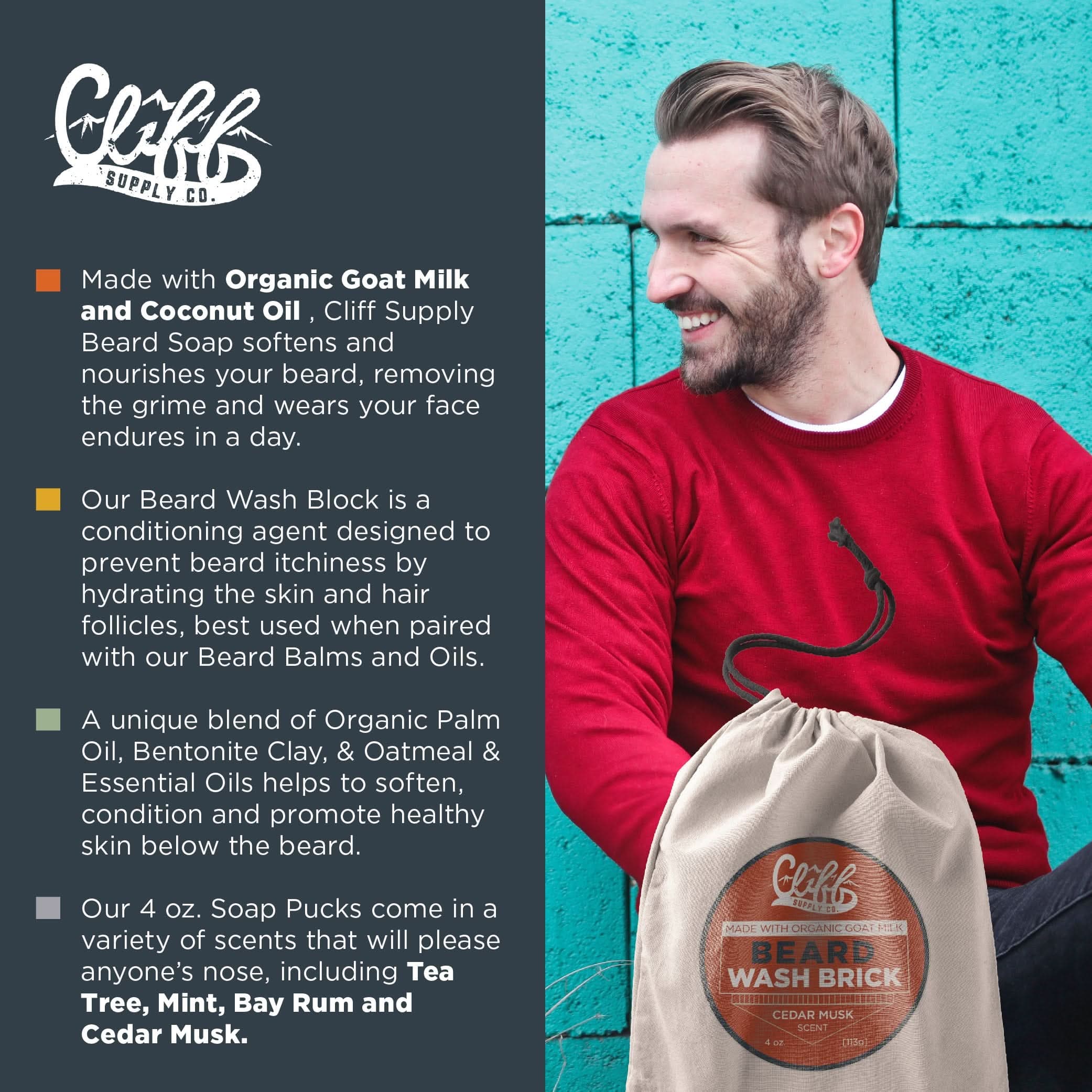 Cliff Supply Beard Wash Brick CLFA010 Beard Wash Brick - Cedar Musk
