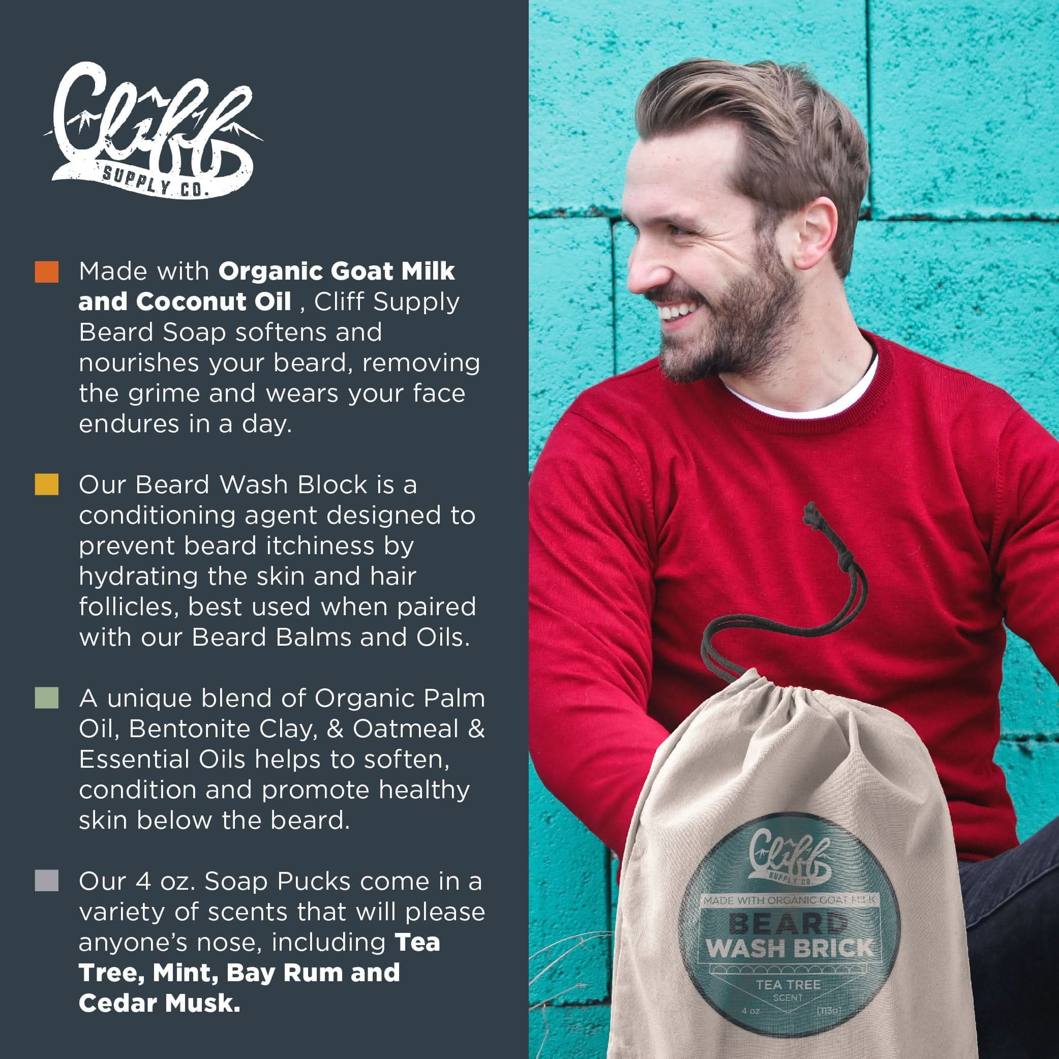 Cliff Supply Beard Wash Brick 00856885007289 Beard Wash Brick - Tea Tree