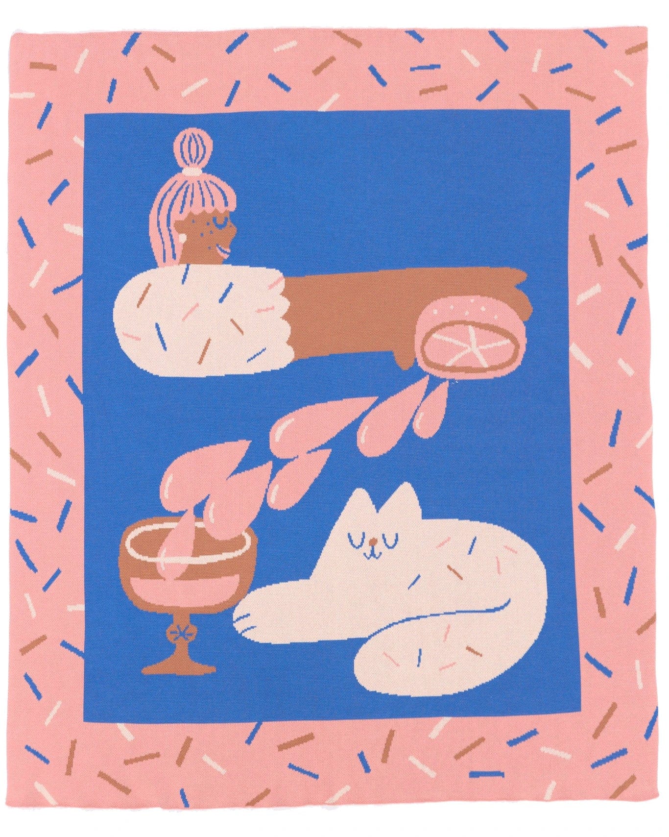 Biquette Throw Blanket Grapefruit in Organic Cotton Cocktail Cat - Throw Blanket