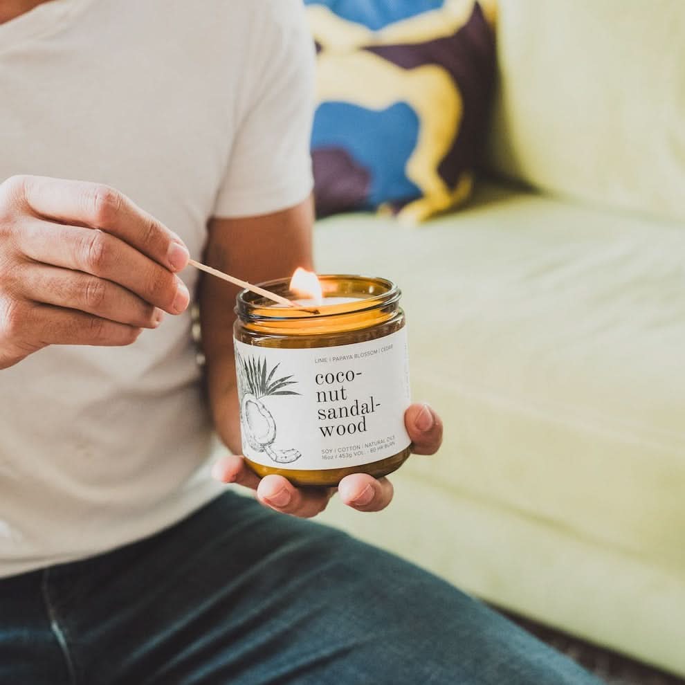 Coconut Sandalwood Soy Candle - My American Goods