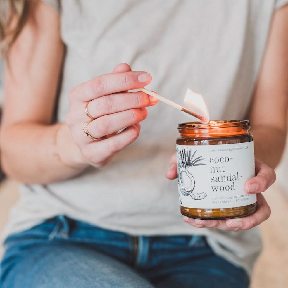 Coconut Sandalwood Soy Candle - My American Goods