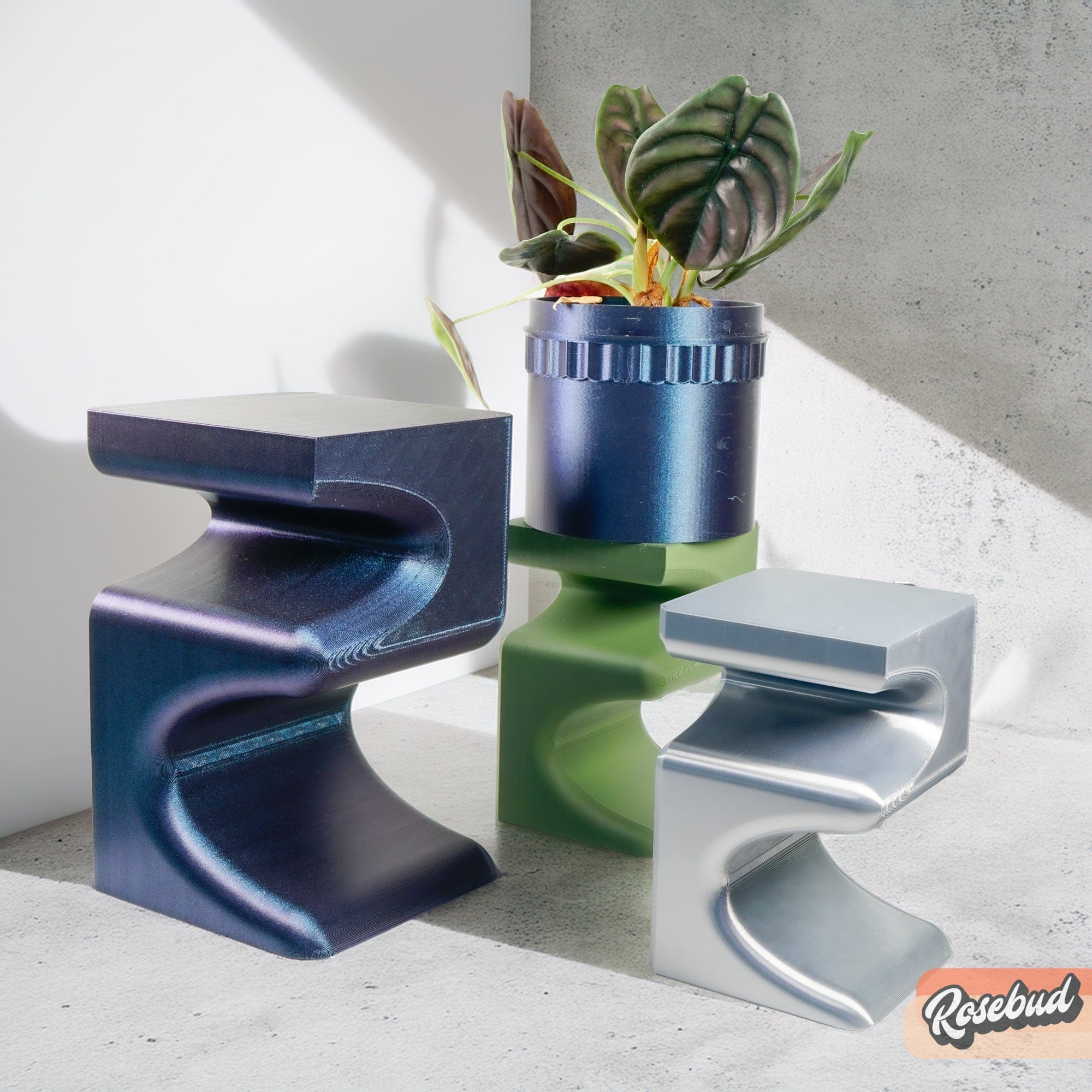 Rosebud HomeGoods plant stand Black / Med Plant Stand for Indoor Plant Pots - Perfect for House Plants and Plant Lovers, Gift for Plant Lover, Art Deco Planter Stands, Contour