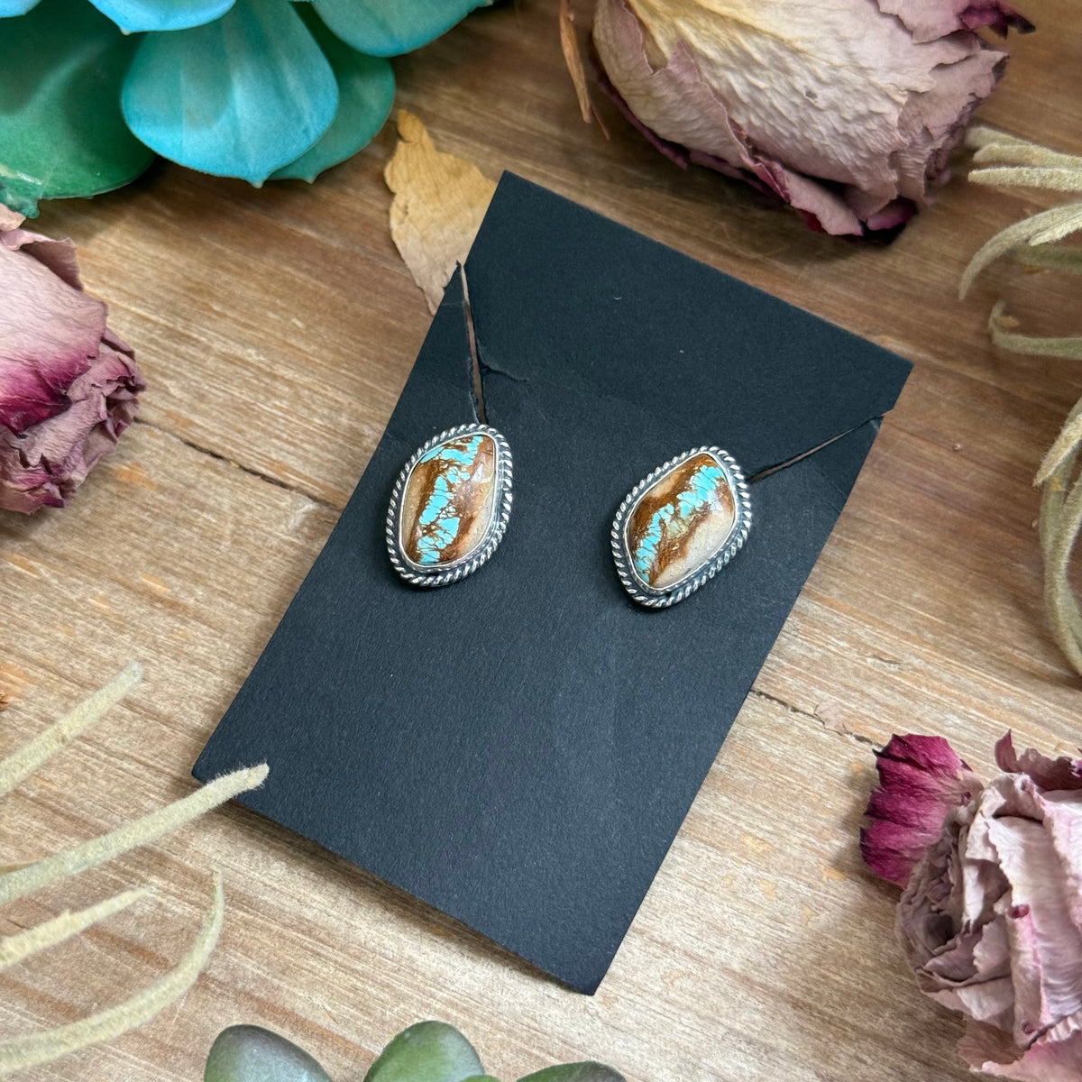 Ribbon Royston Turquoise Stud Earrings by Jason Ogg – No. 2