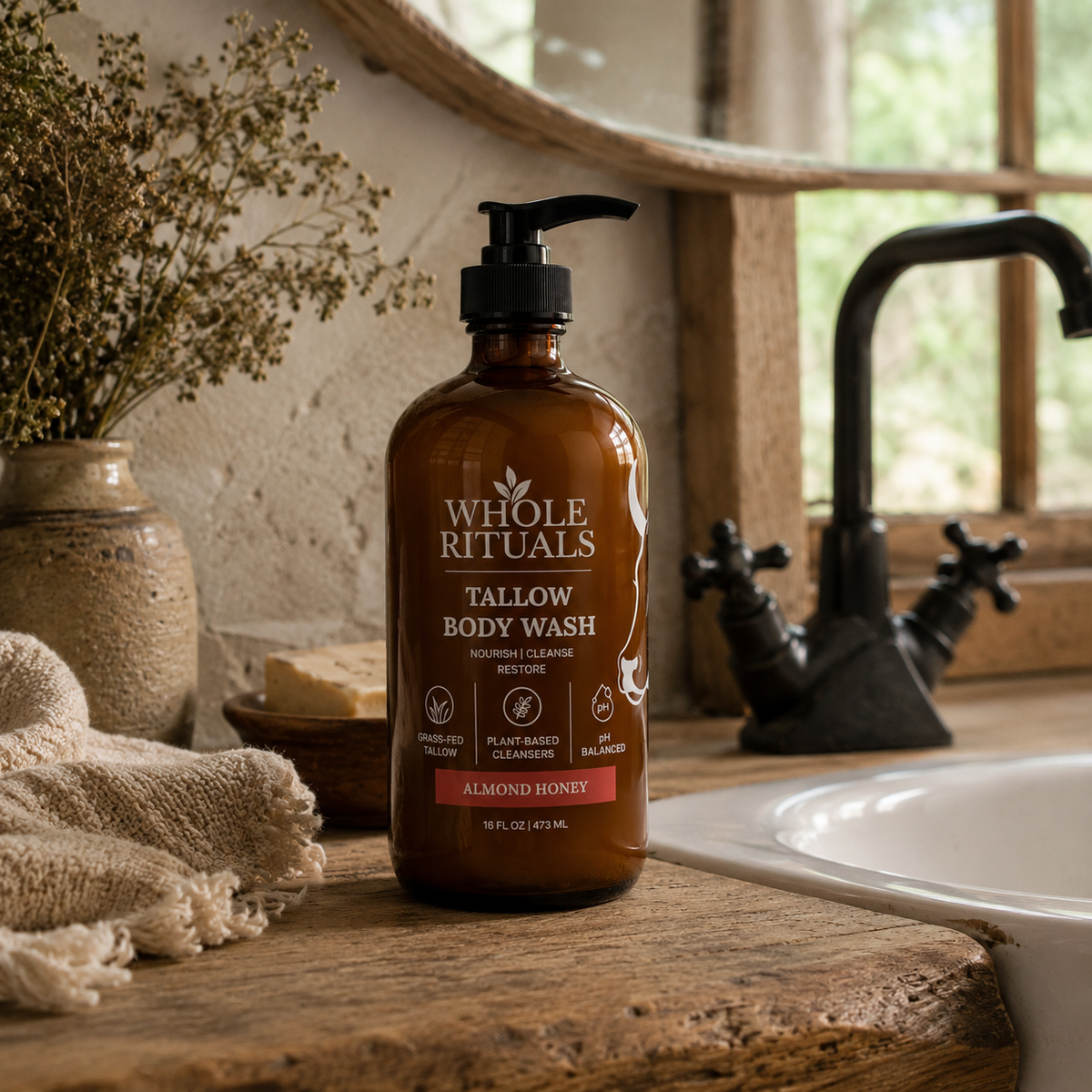 Almond Honey Tallow Body Wash – 16 oz