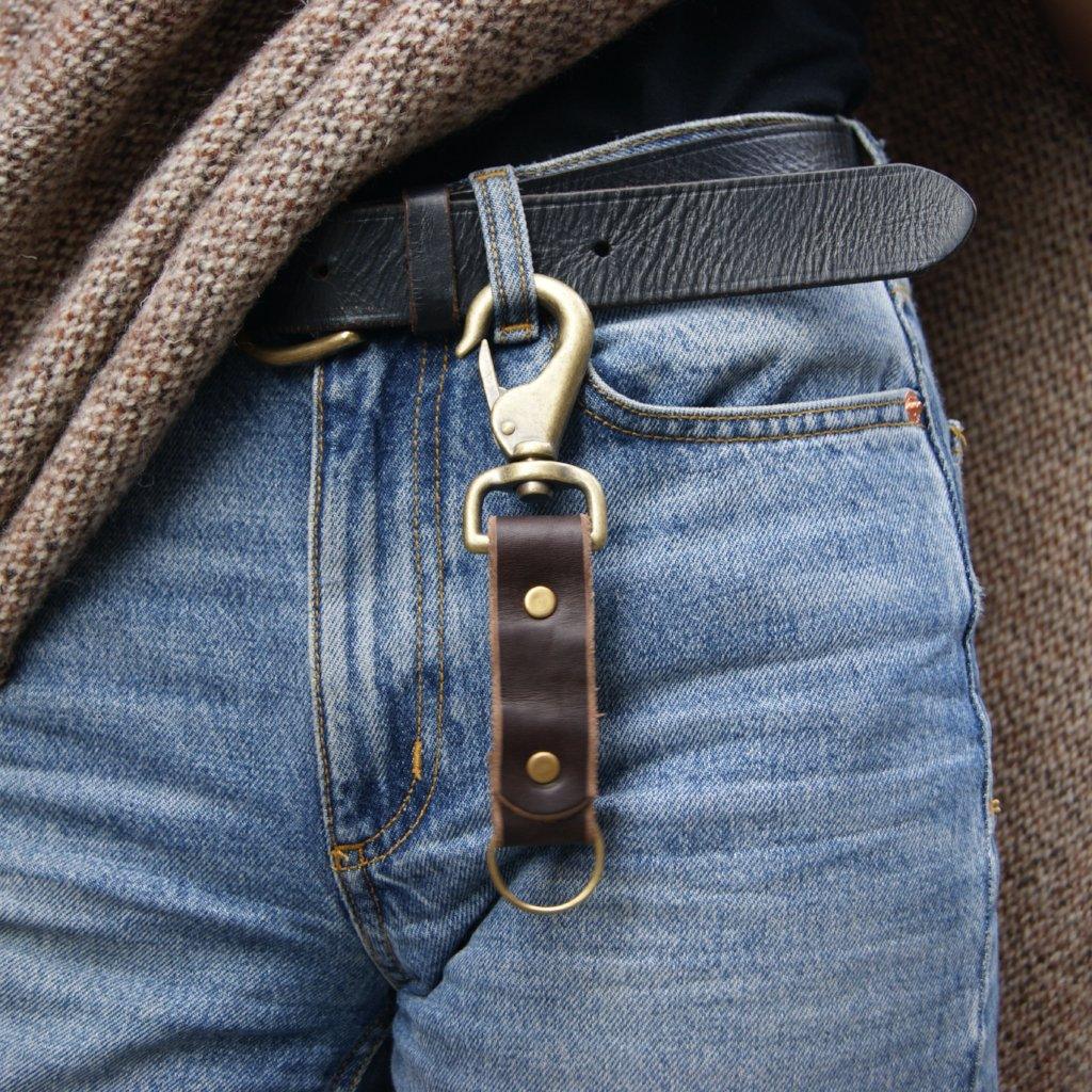 The Local Branch Leather Chocolate Leather Key Clip