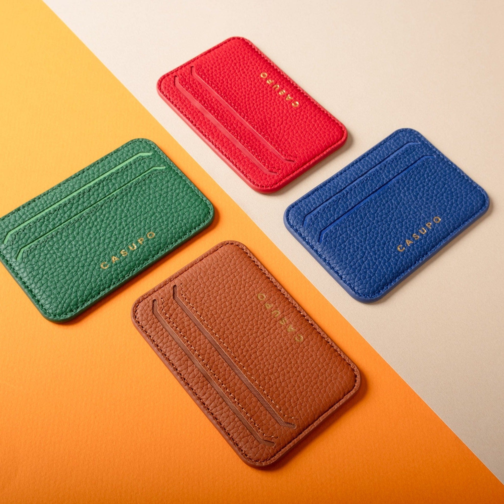 CASUPO Small Leather Goods Mag Safe Leather Wallet with RFID - Red